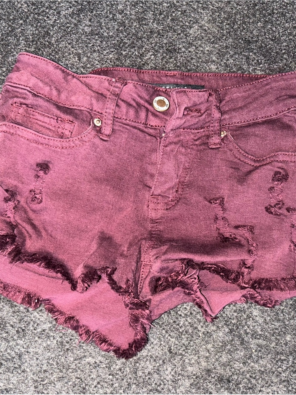 Angel Kiss Burgundy Red Distressed Mini Micro Shorts
